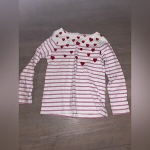 Mini Boden Red Pink Heart Stripe Shirt